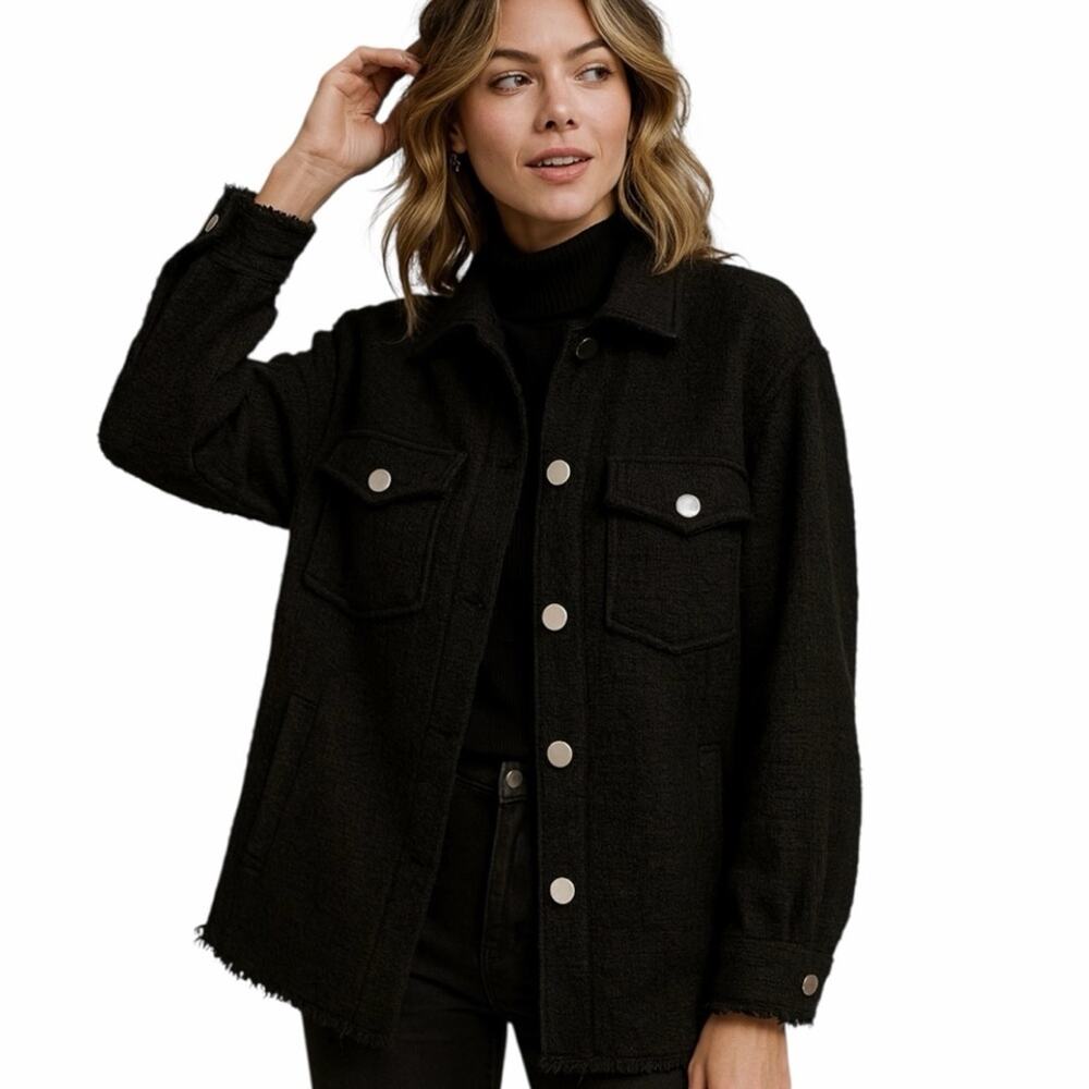 New Zara Women's Black Casual Blazer Jacket with Metallic Button Accents, XS